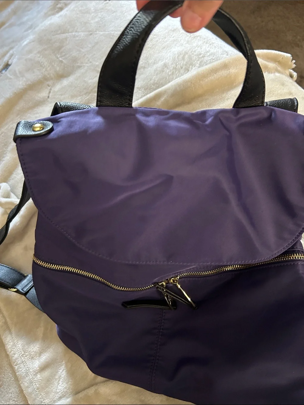 Steve Madden Purple Nylon Backpack with Black Trim